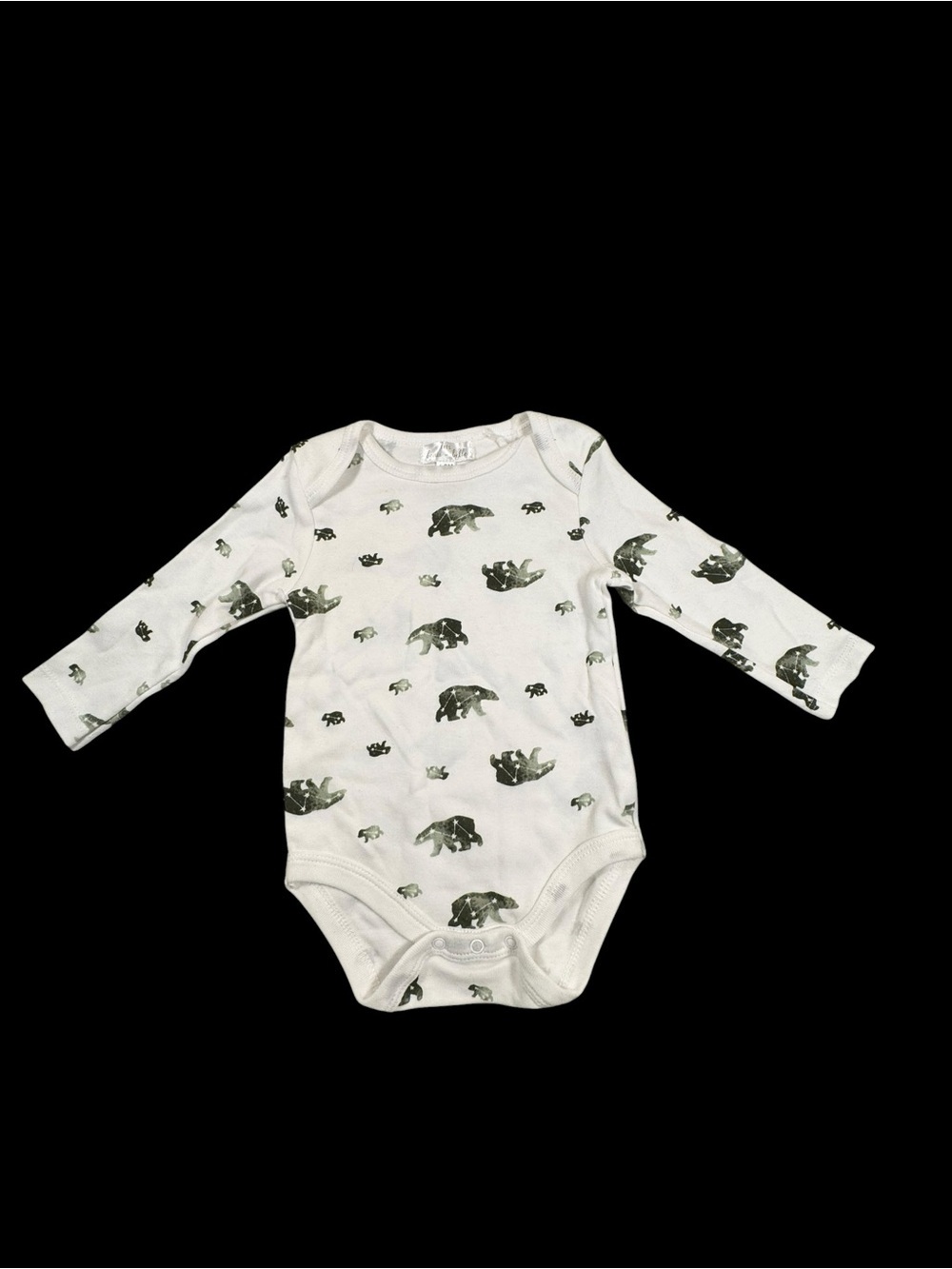 Long-Sleeve astrology bear Print Baby Bodysuit - White/Green